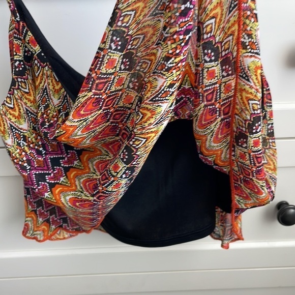 I.Joah Women’s Bohemian Pattern Spaghetti Strapped Crop Top Lined - Size Small - Picture 4 of 6